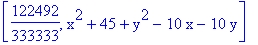 [122492/333333, x^2+45+y^2-10*x-10*y]
